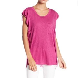 Free People We The Free So Easy Tee Short Sleeve Punchy Fuschia Pink S